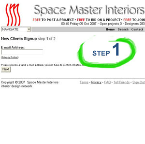 Sign up step 1