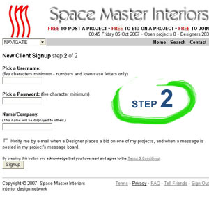 Sign up step 2